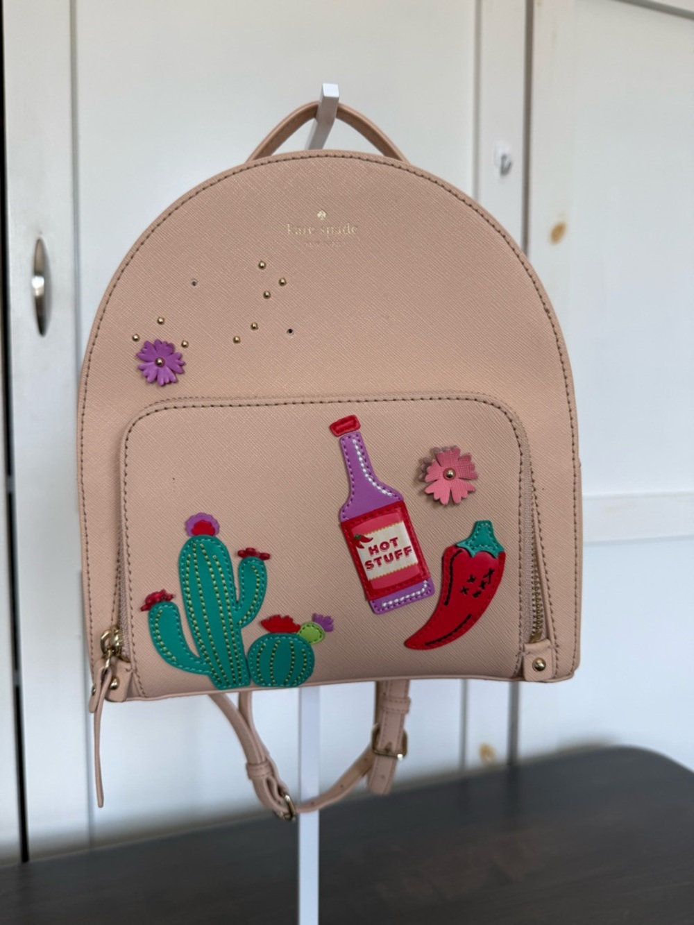 Kate Spade Saffiano Leather Pink Hot Stuff Chilli Cactus backpack